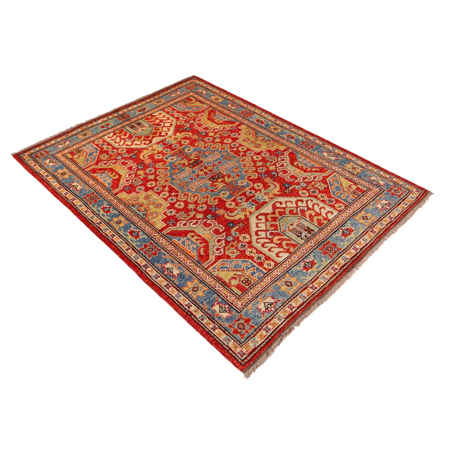 Shirazi Area Rug Handmade Red Medallion 4x7 ft