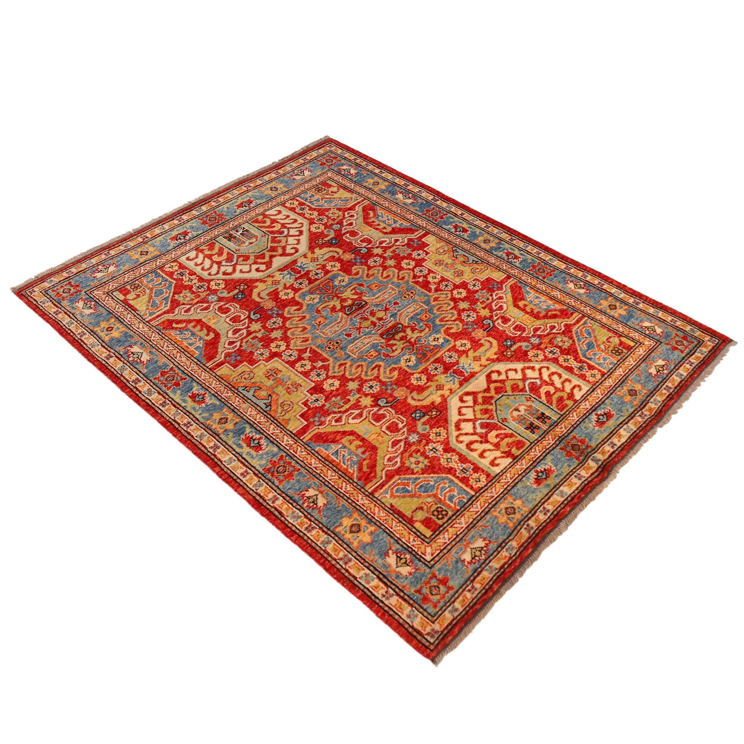 Shirazi Area Rug Handmade Red Medallion 4x7 ft