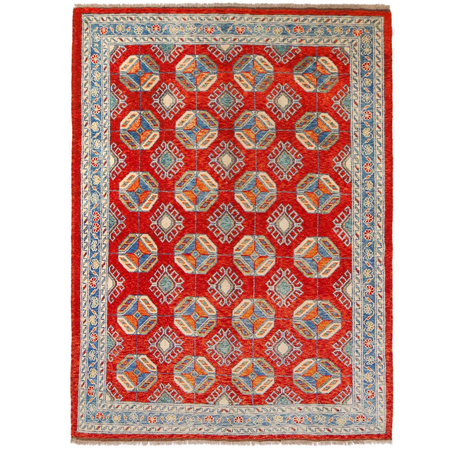 Bokhara Rug Handmade Red Medallion 5x8 ft
