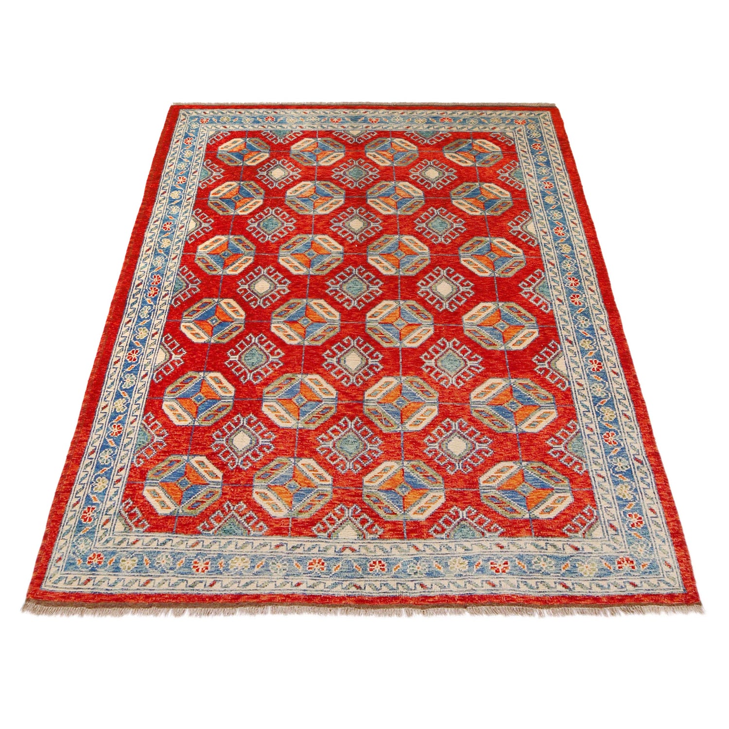 Bokhara Rug Handmade Red Medallion 5x8 ft
