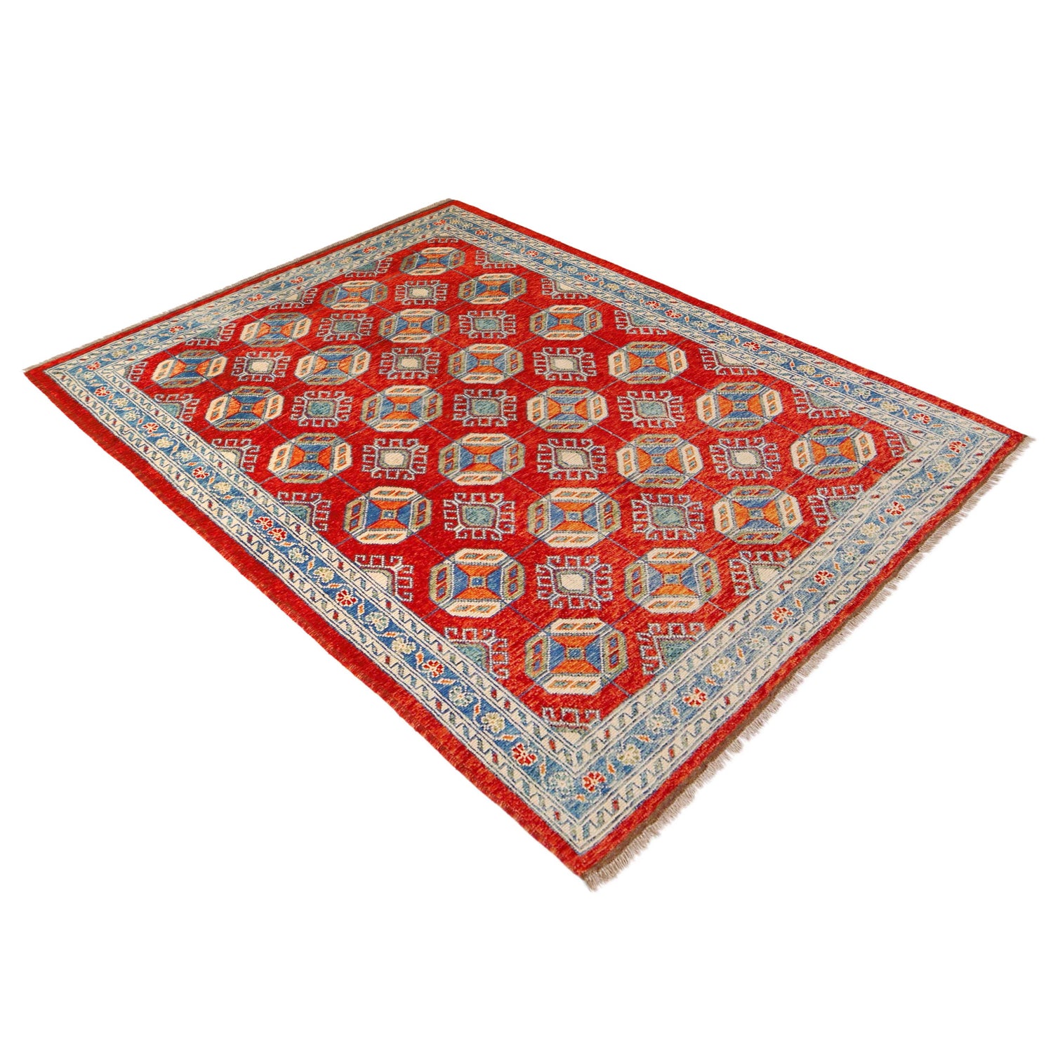 Bokhara Rug Handmade Red Medallion 5x8 ft