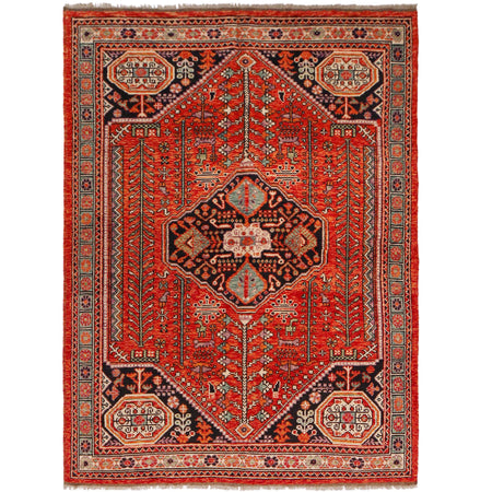 Shirazi Area Rug Handmade Red Medallion 5x8 ft