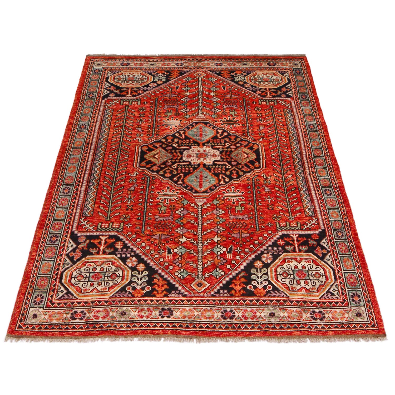 Shirazi Area Rug Handmade Red Medallion 5x8 ft