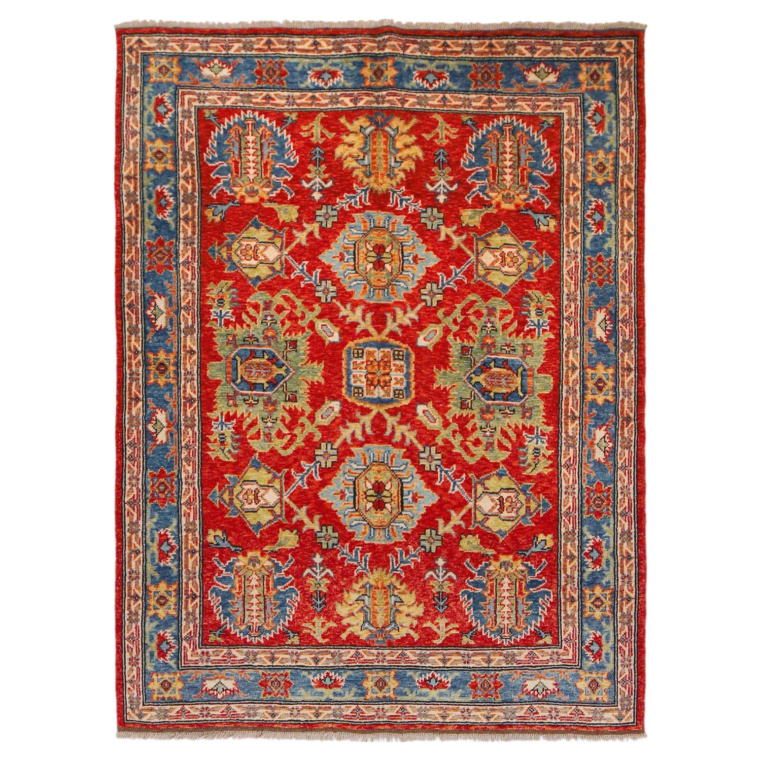 Oushak Area Rug Handmade Red Floral 4x7 ft