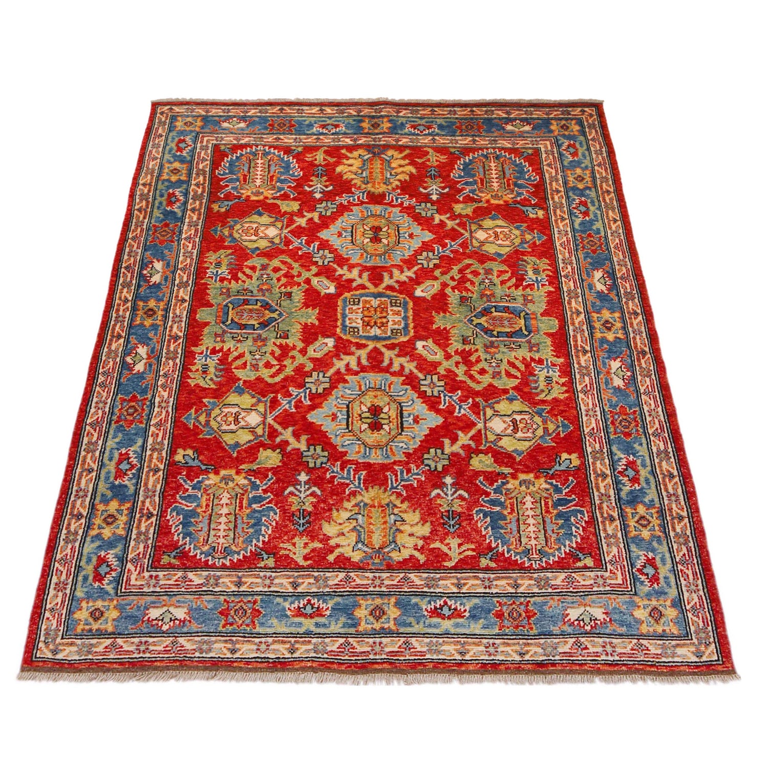 Oushak Area Rug Handmade Red Floral 4x7 ft