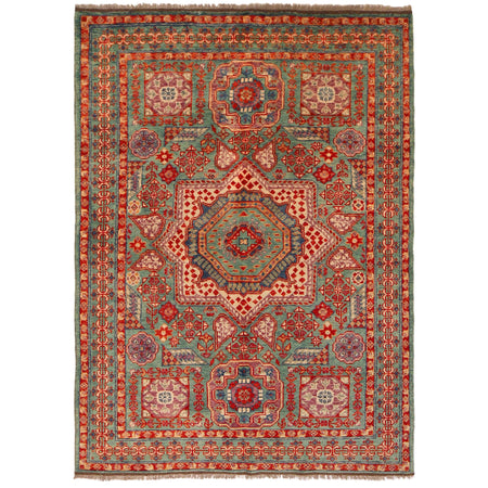 Mamluk Area Rug Handmade Blue Medallion 5x8 ft