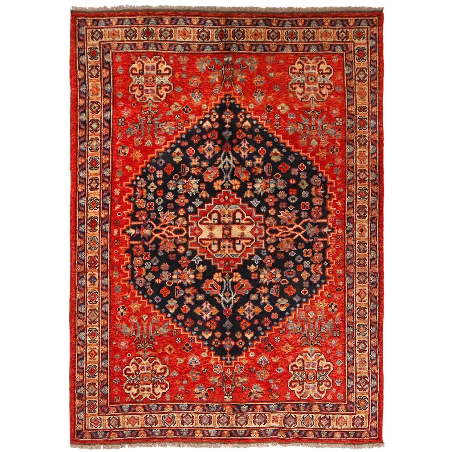 Shirazi Area Rug Handmade Red Medallion 5x8 ft