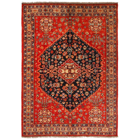 Shirazi Area Rug Handmade Red Medallion 5x8 ft