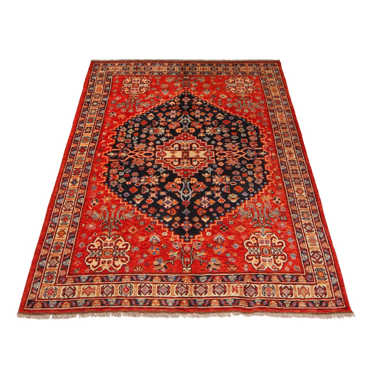 Shirazi Area Rug Handmade Red Medallion 5x8 ft