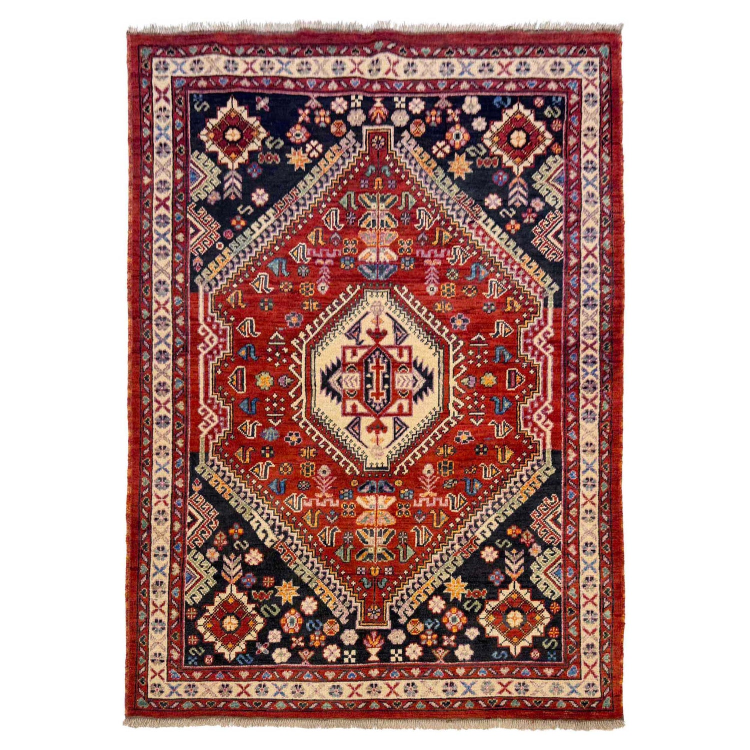 Shirazi Area Rug Handmade Multi Medallion 5x8 ft