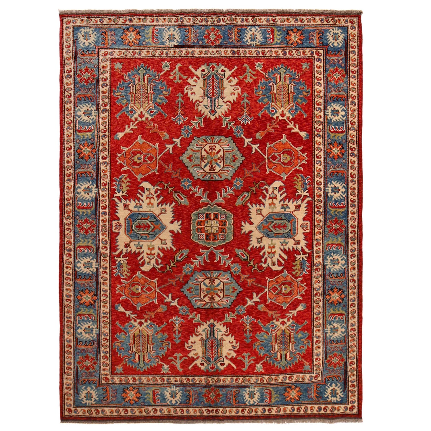Oushak Area Rug Handmade Red Floral 7x10 ft