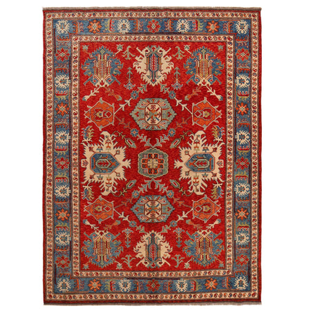 Oushak Area Rug Handmade Red Floral 7x10 ft