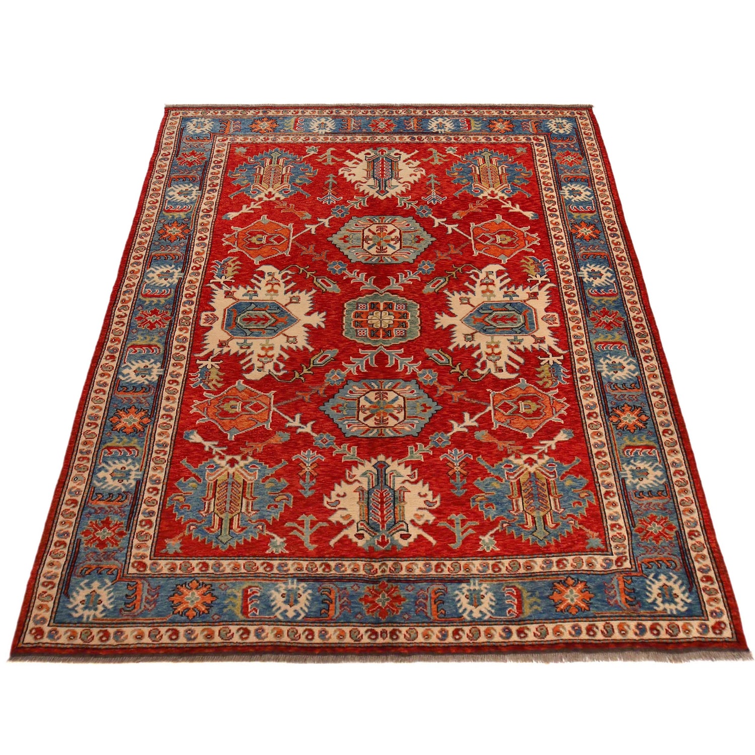 Oushak Area Rug Handmade Red Floral 7x10 ft