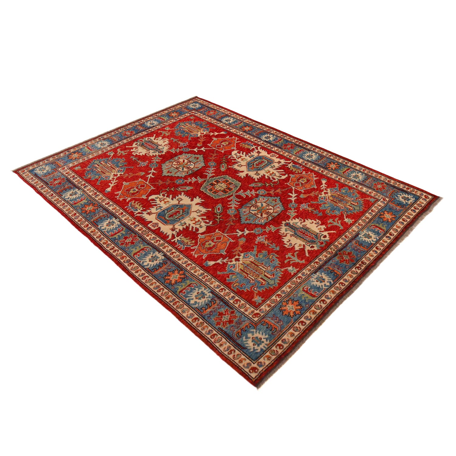 Oushak Area Rug Handmade Red Floral 7x10 ft