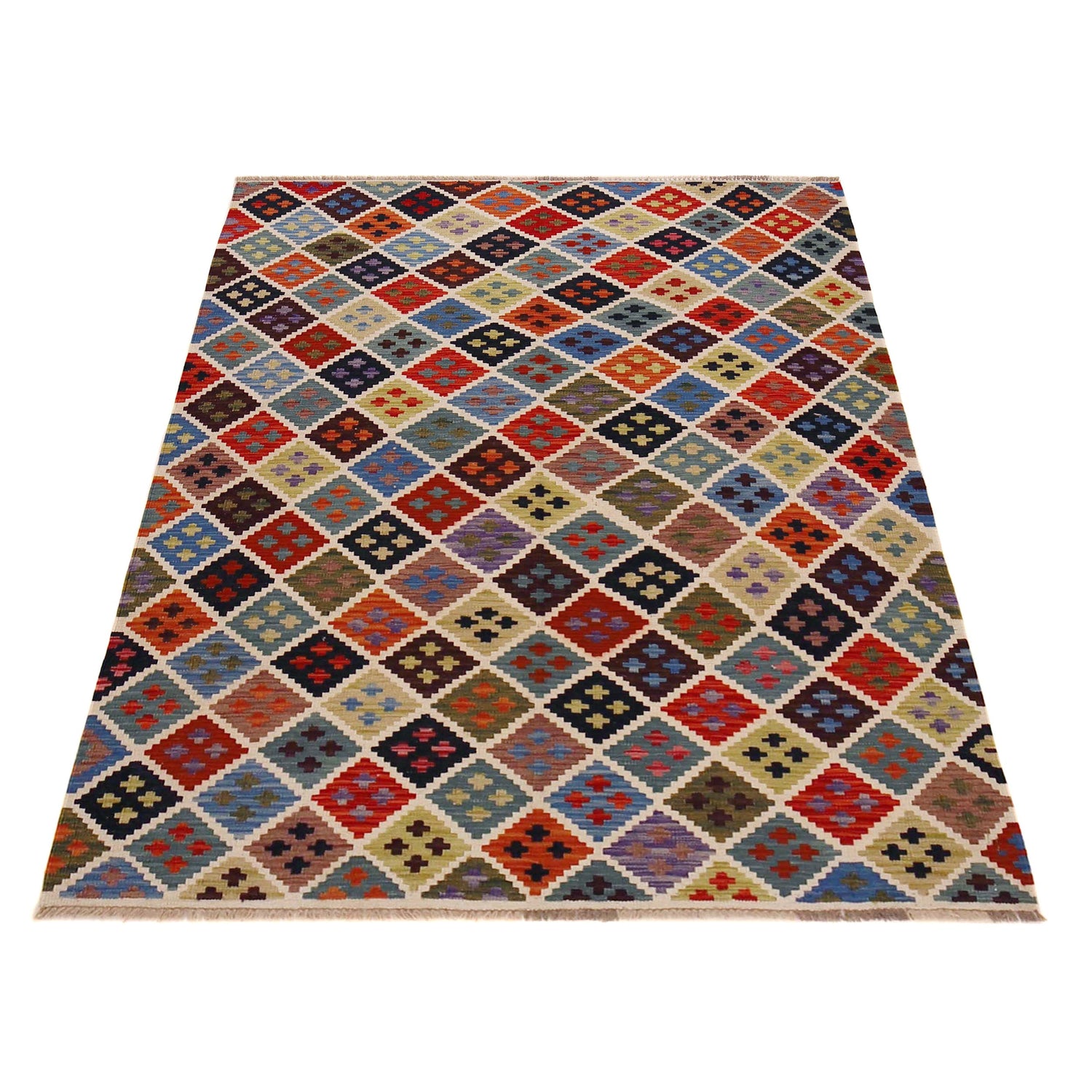 Handmade Multi Kilim Geometric 4x7 ft