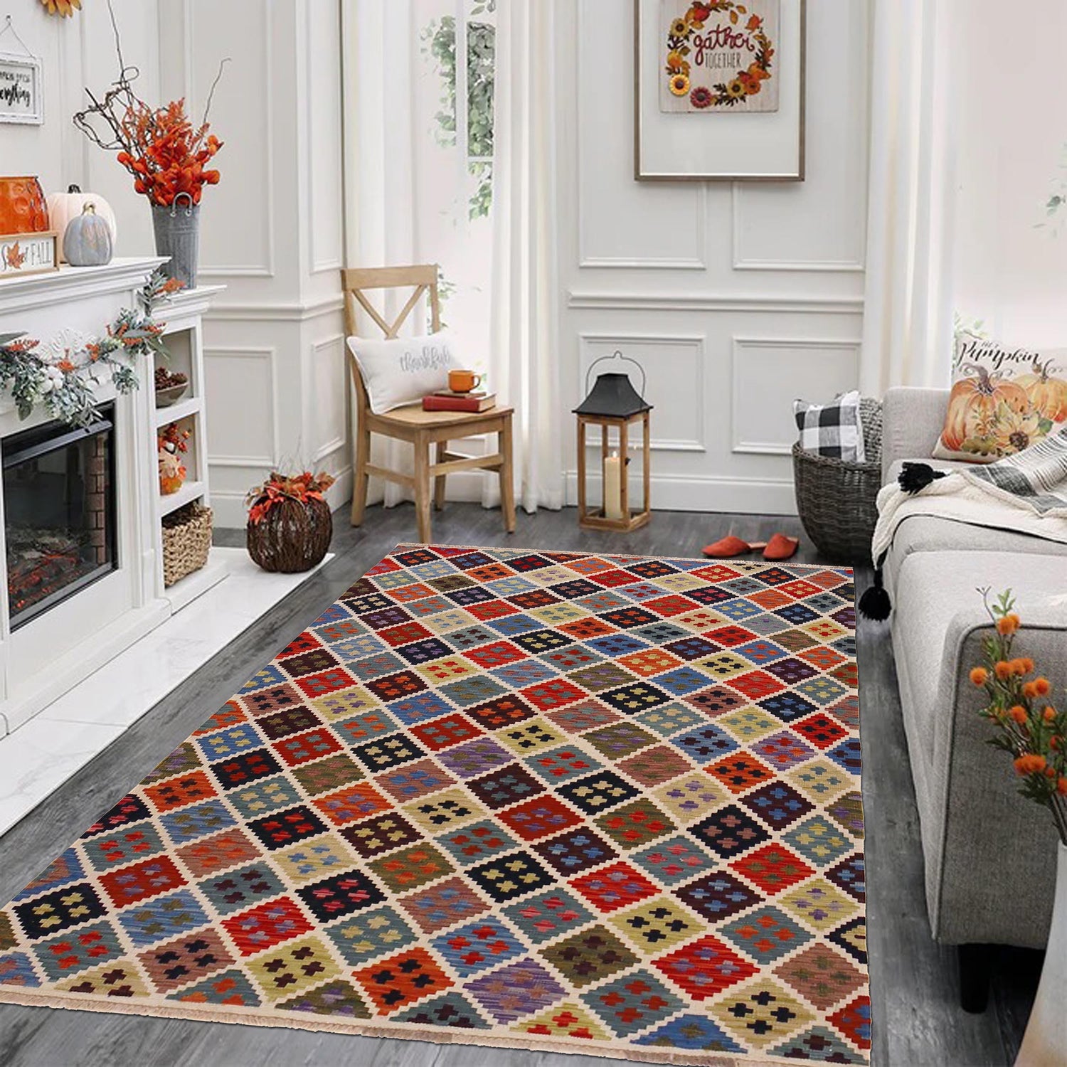 Handmade Multi Kilim Geometric 4x7 ft