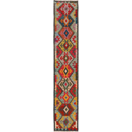 Handmade Multi Kilim Geometric 10' Runner