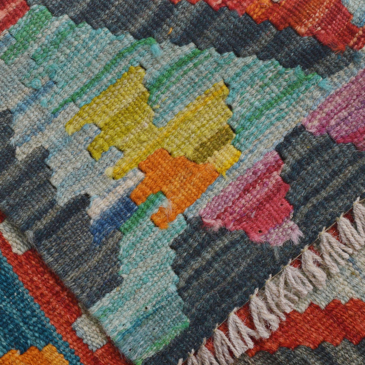 Handmade Multi Kilim Geometric 10' Runner