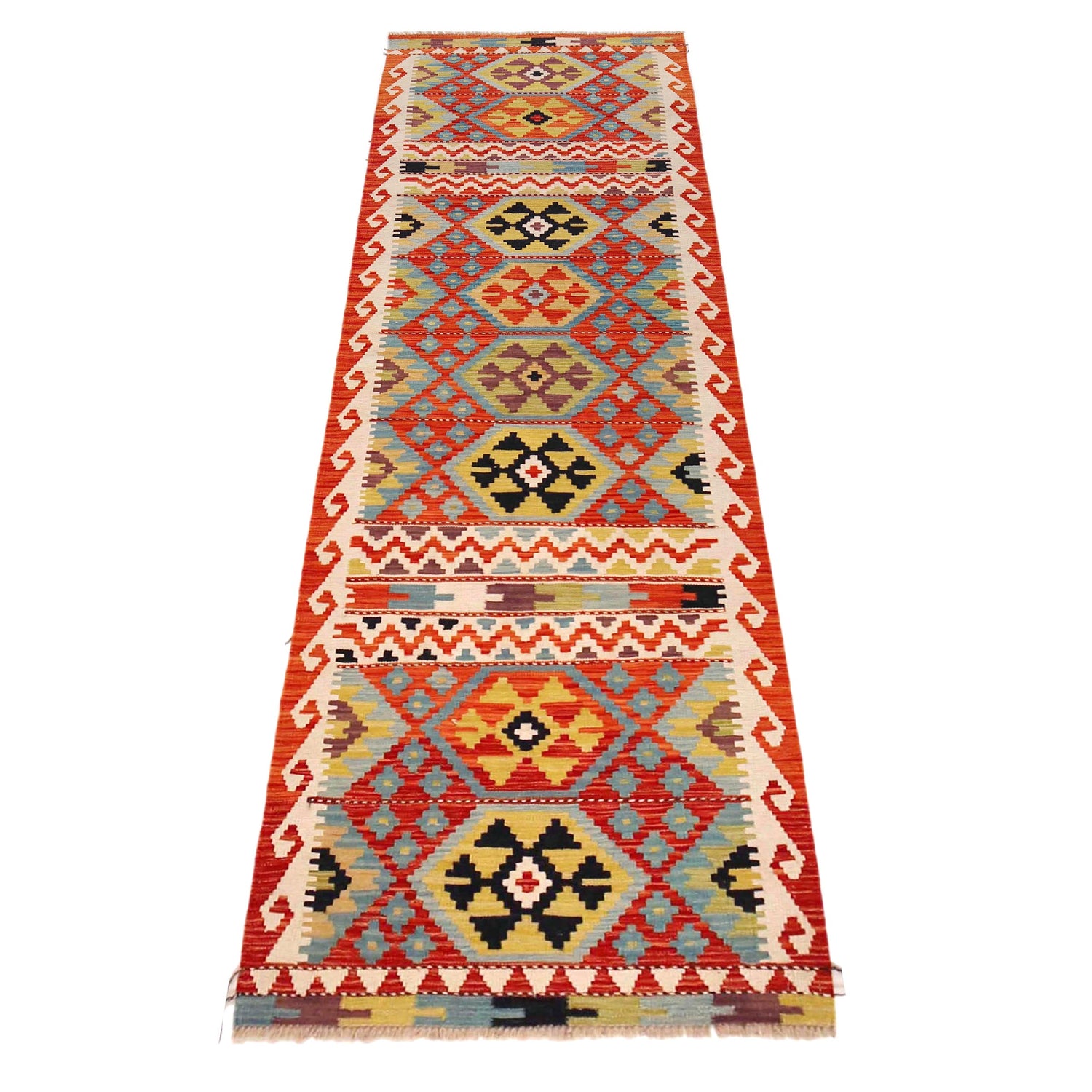Handmade Multi Kilim Geometric 10' Runner
