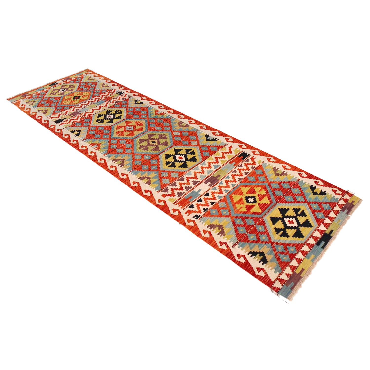 Handmade Multi Kilim Geometric 10' Runner