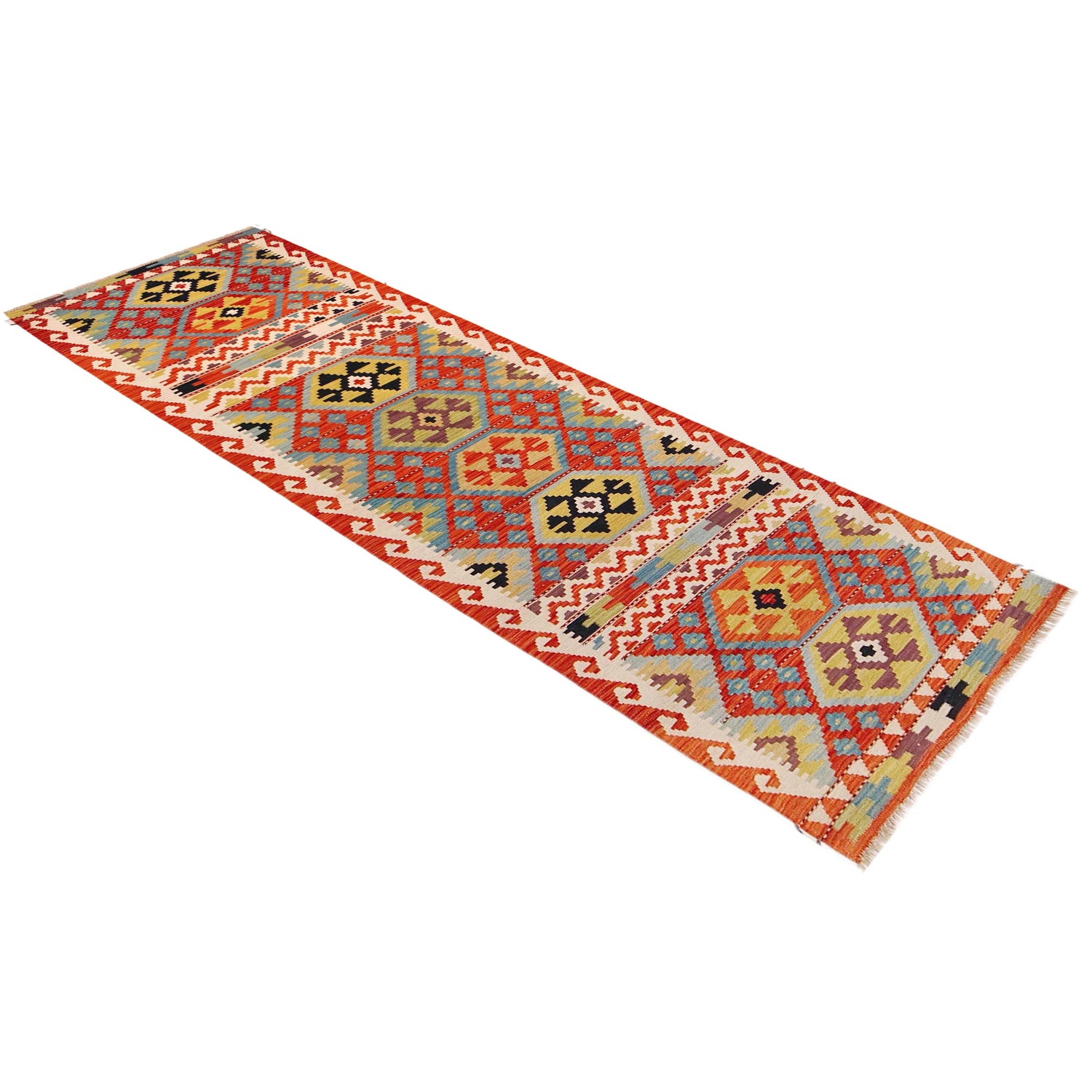 Handmade Multi Kilim Geometric 10' Runner