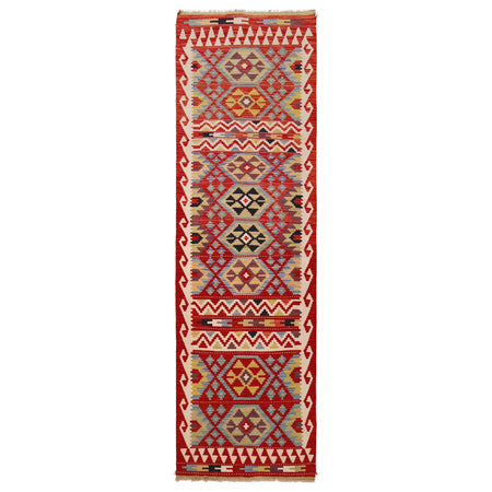 Handmade Multi Kilim Geometric 10' Runner