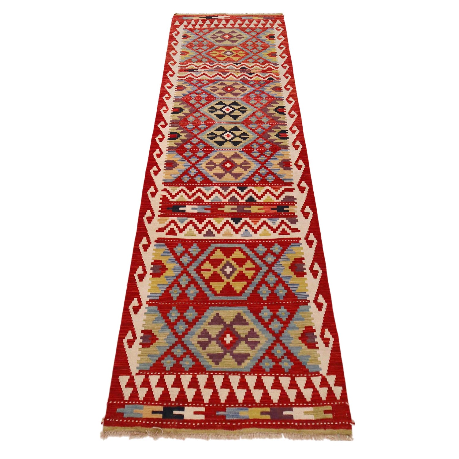 Handmade Multi Kilim Geometric 10' Runner