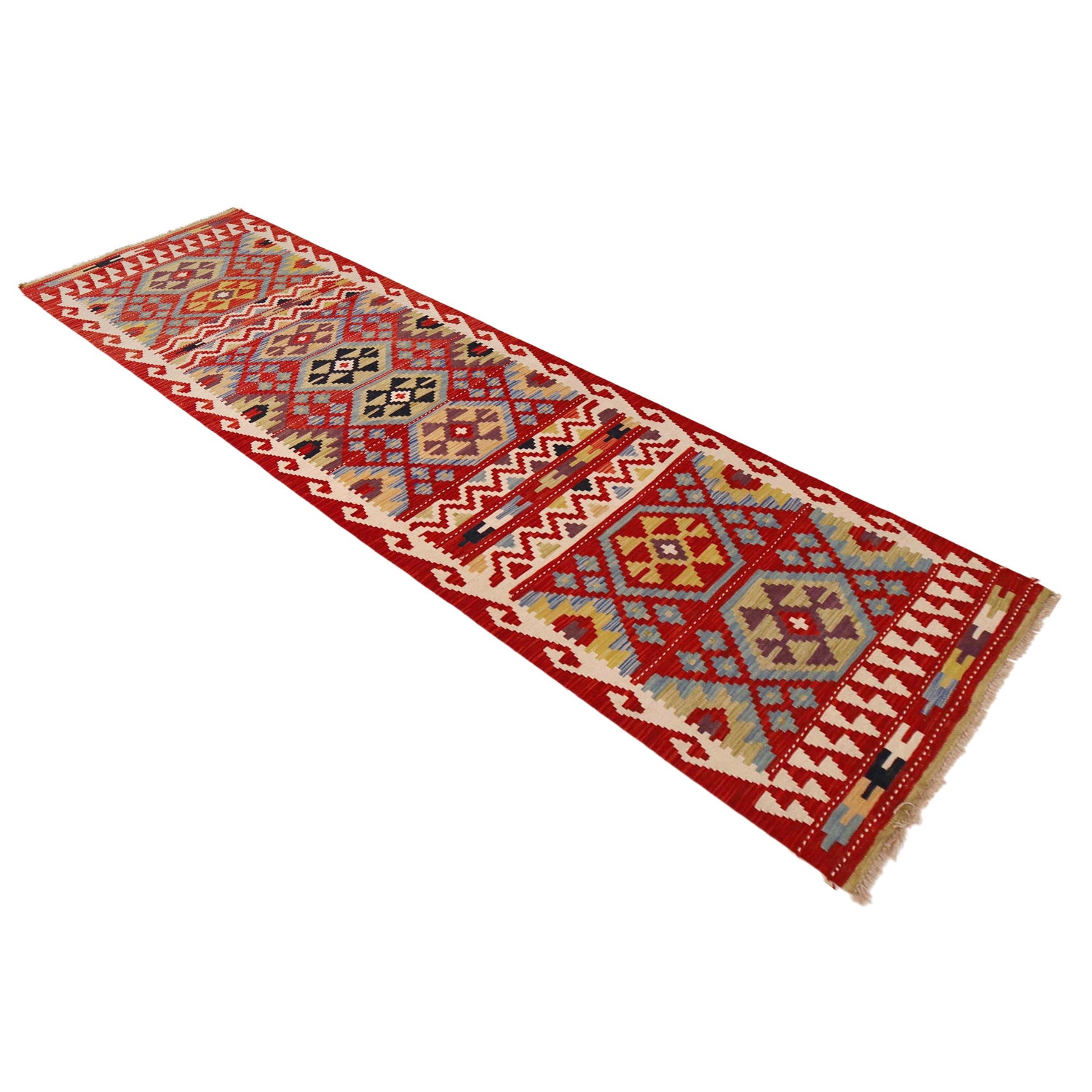 Handmade Multi Kilim Geometric 10' Runner