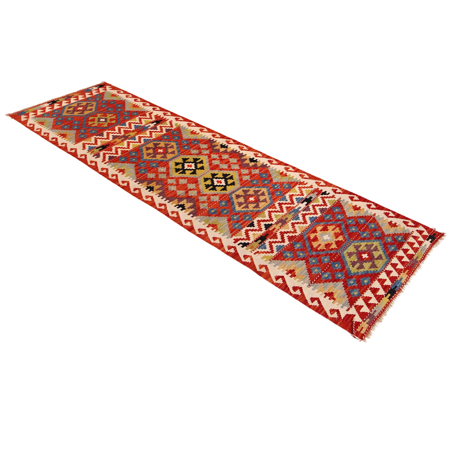 Handmade Multi Kilim Geometric 10' Runner