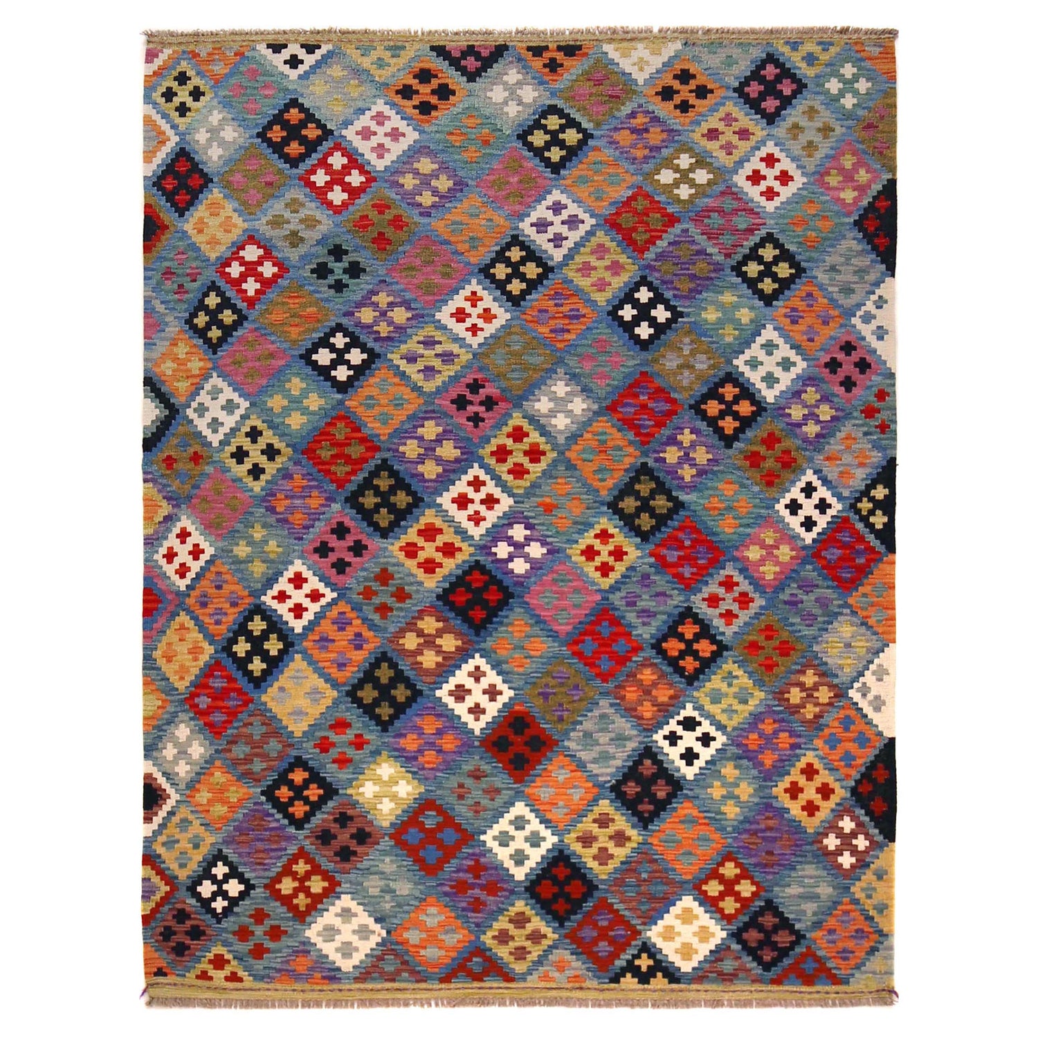 Handmade Multi Kilim Geometric 4x7 ft