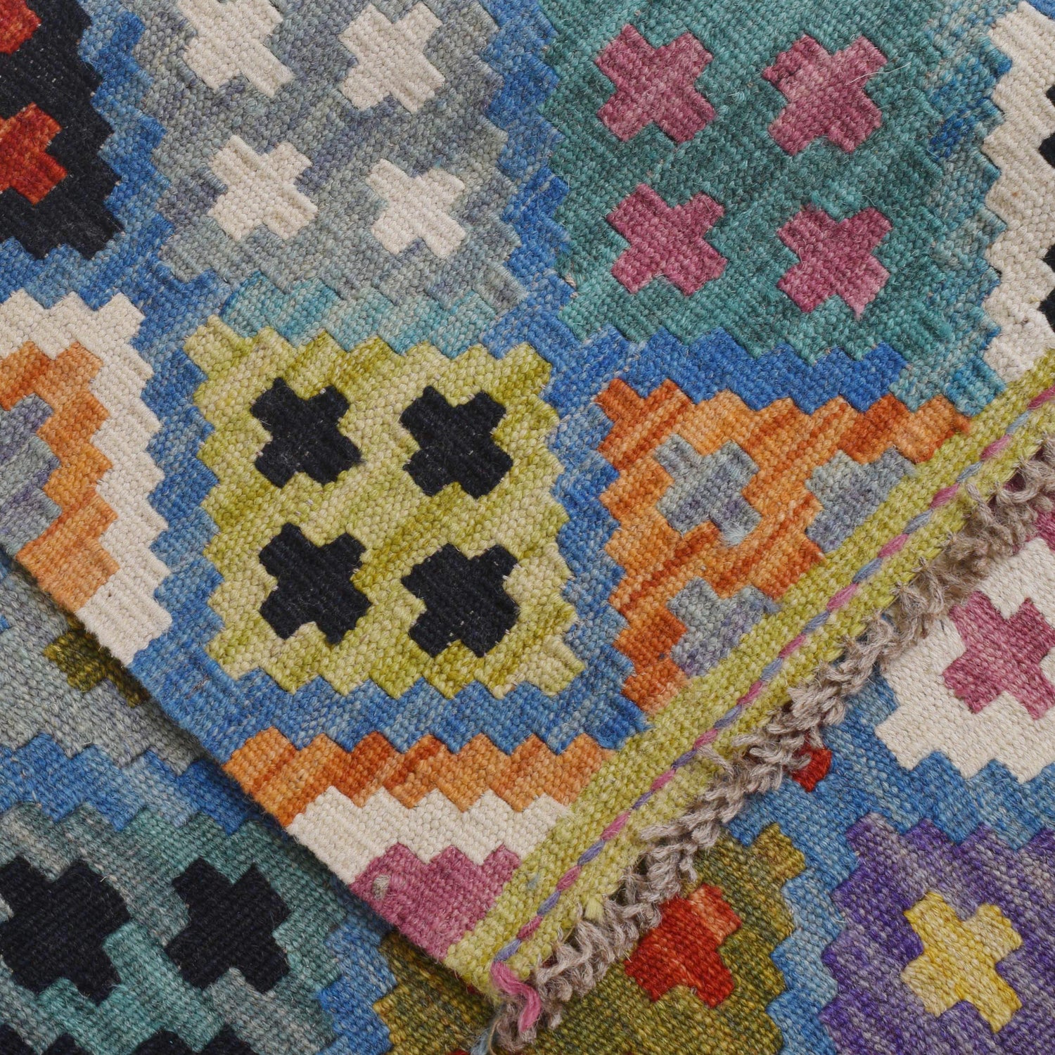 Handmade Multi Kilim Geometric 4x7 ft