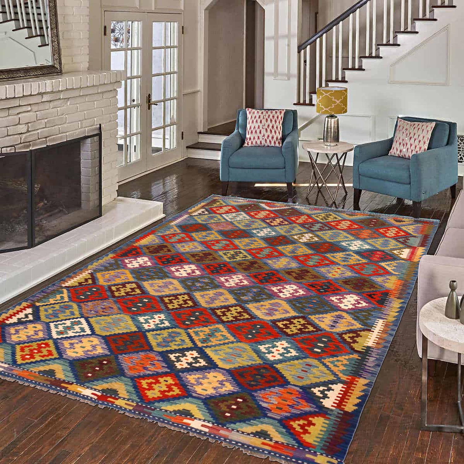 Handmade Multi Kilim Geometric 5x8 ft