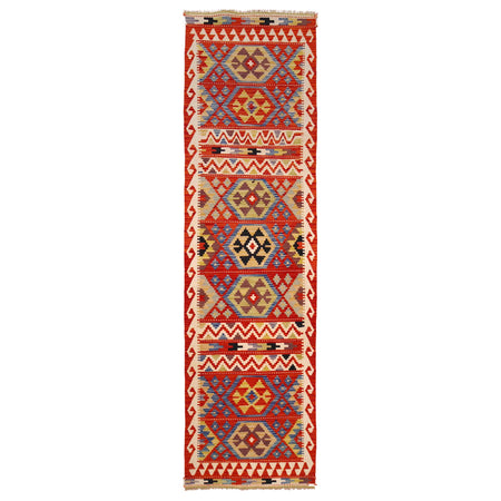 Handmade Multi Kilim Geometric 10' Runner