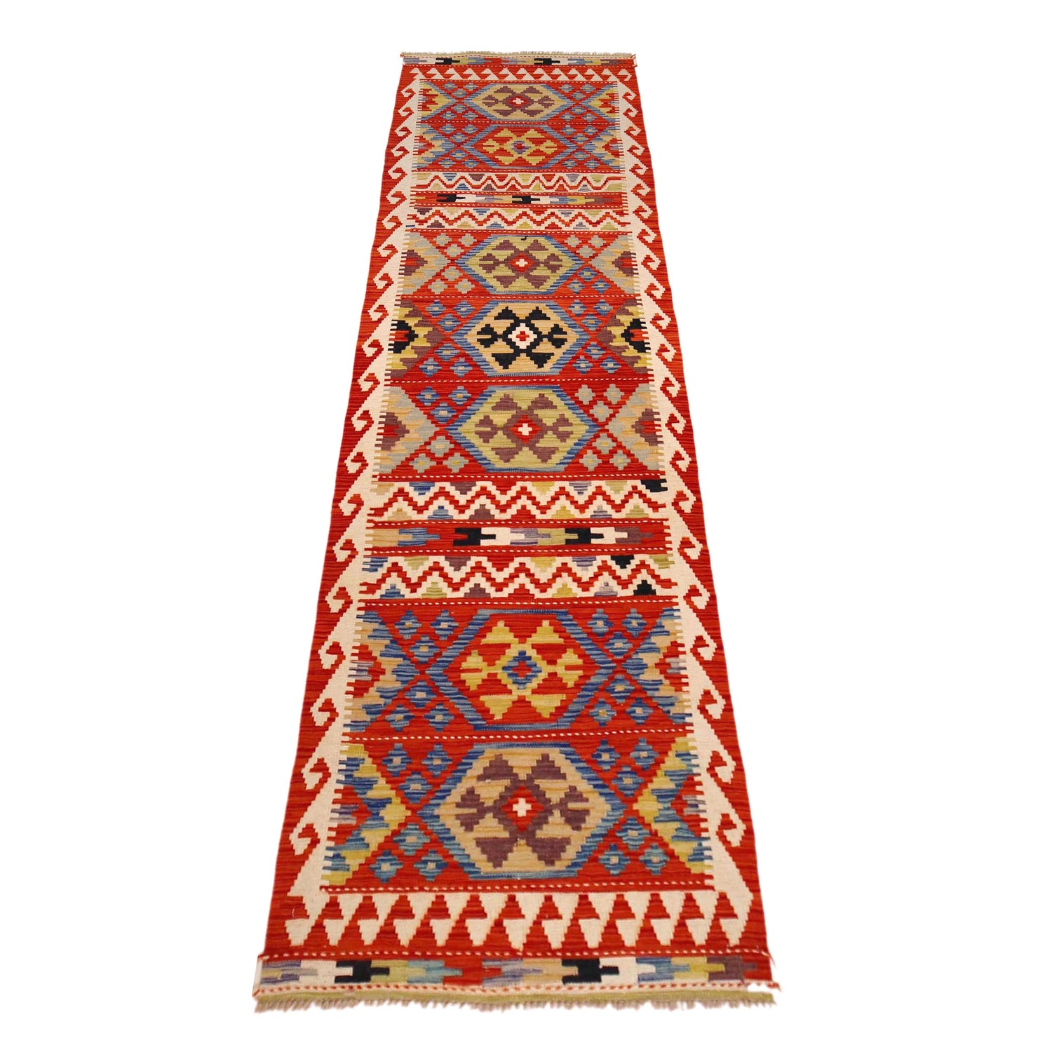 Handmade Multi Kilim Geometric 10' Runner