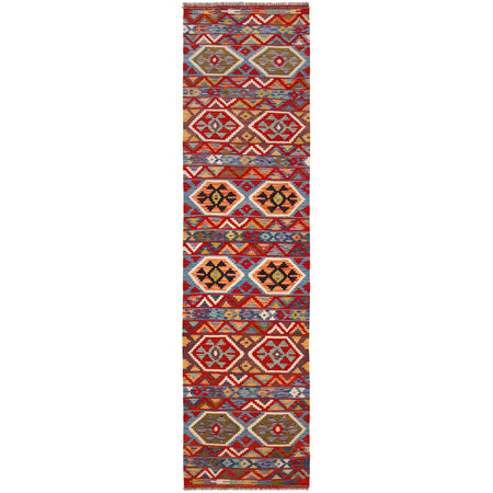 Handmade Multi Kilim Geometric 10' Runner