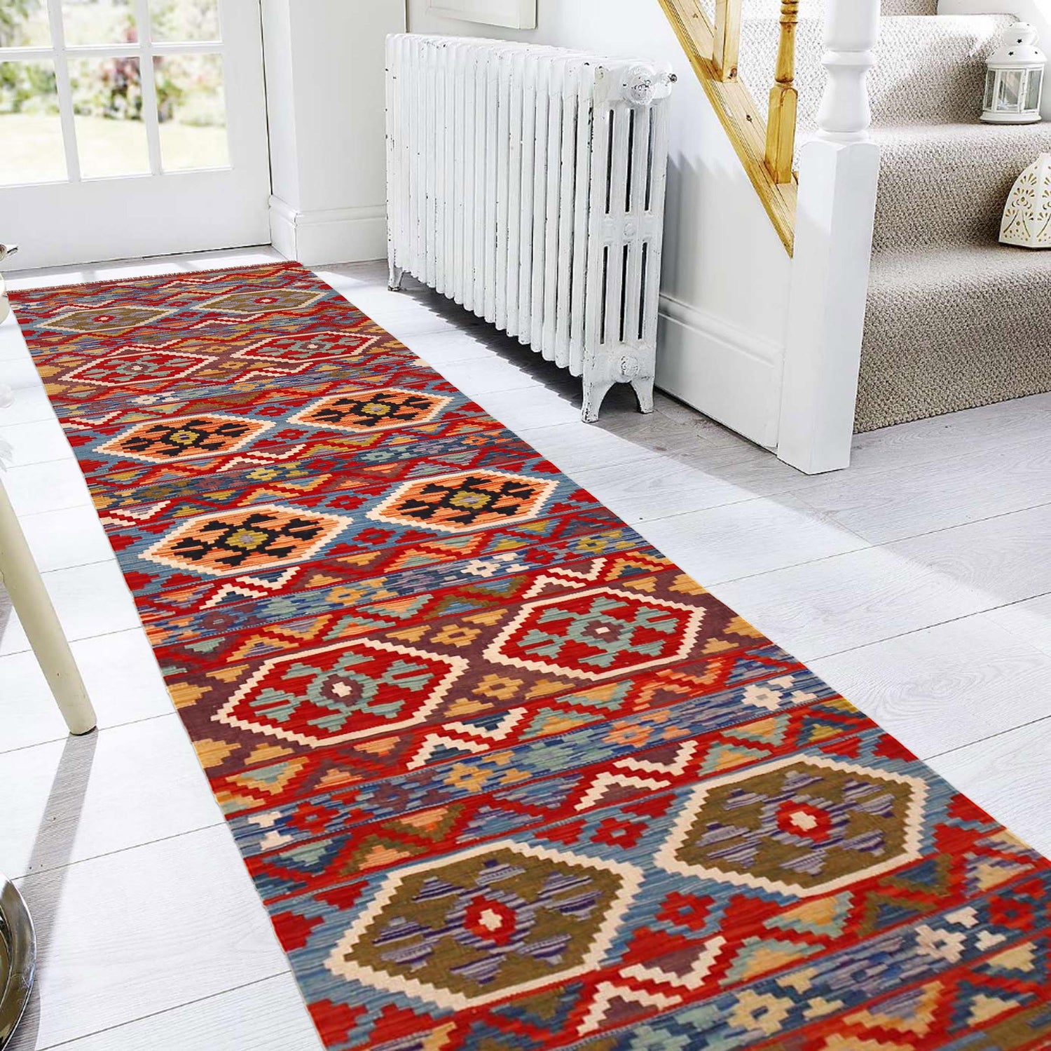 Handmade Multi Kilim Geometric 10' Runner
