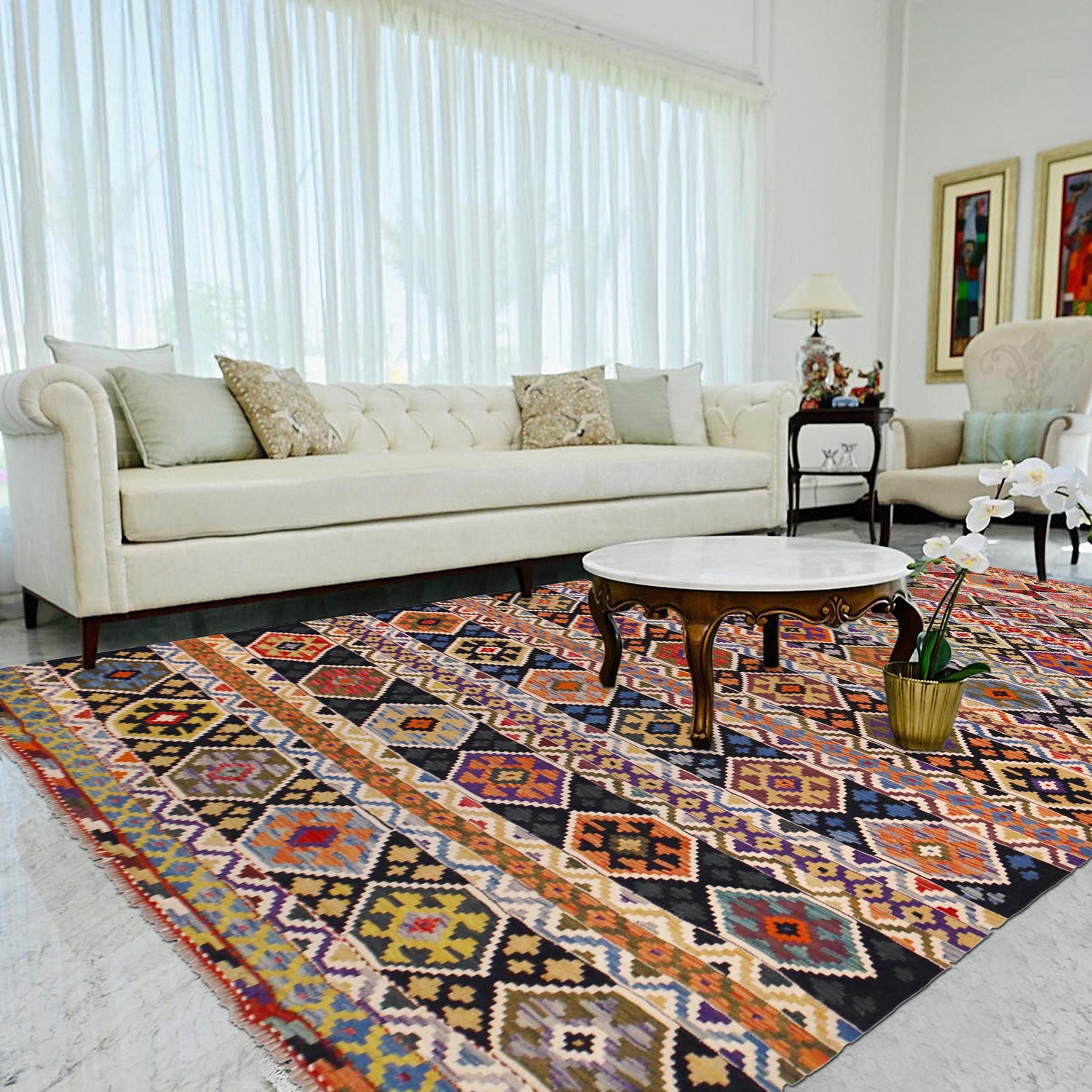 Handmade Multi Kilim Geometric 9x12 ft