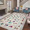 Embroidery Kilim Area Rug Handmade Beige Animal 7x10 ft