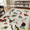 Embroidery Kilim Area Rug Handmade Beige Animal 4x6 ft