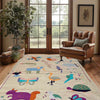 Embroidery Kilim Area Rug Handmade Beige Animal 4x6 ft