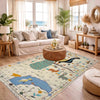 Embroidery Kilim Area Rug Handmade Beige Animal 4x6 ft