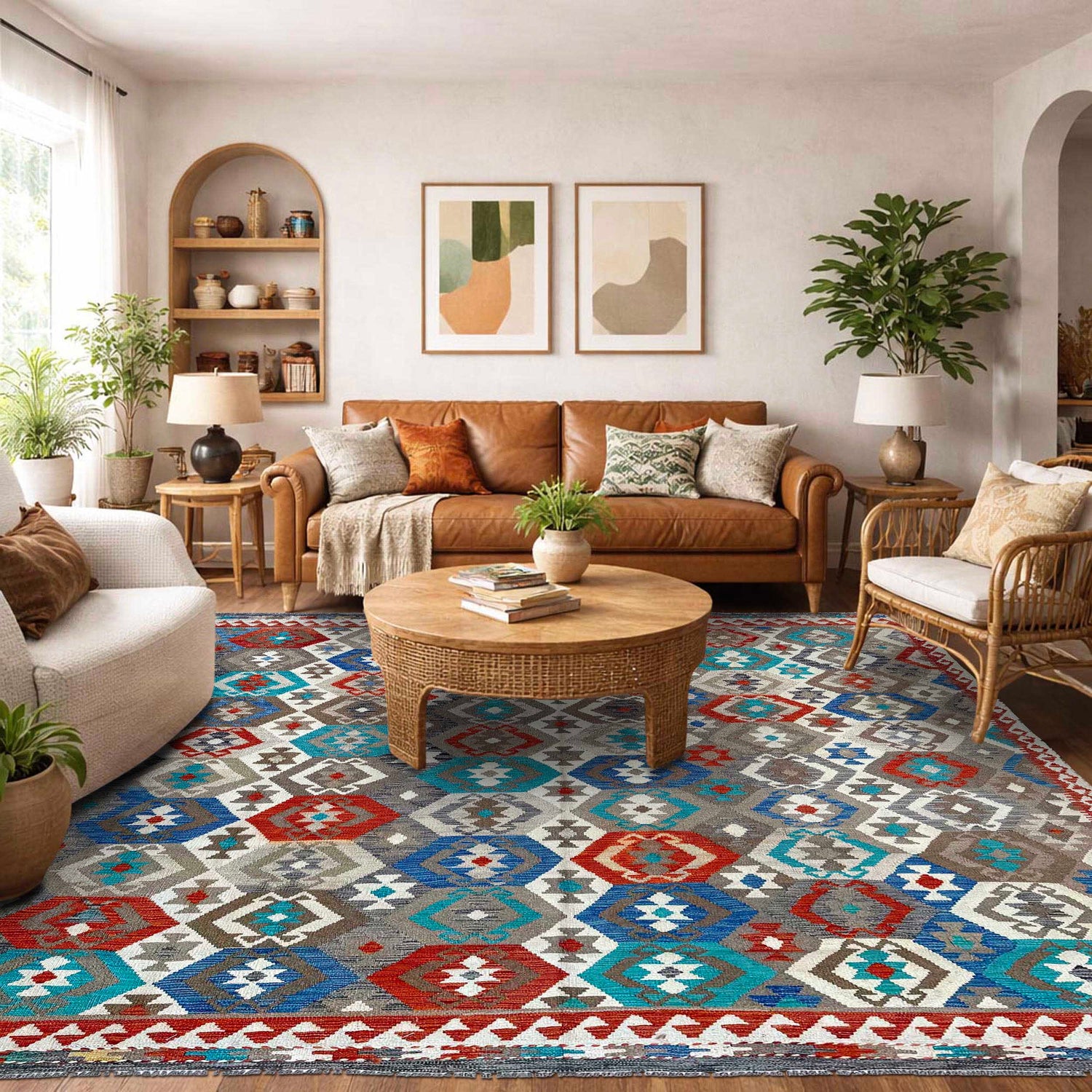 Handmade Multi Kilim Geometric 8x10 ft