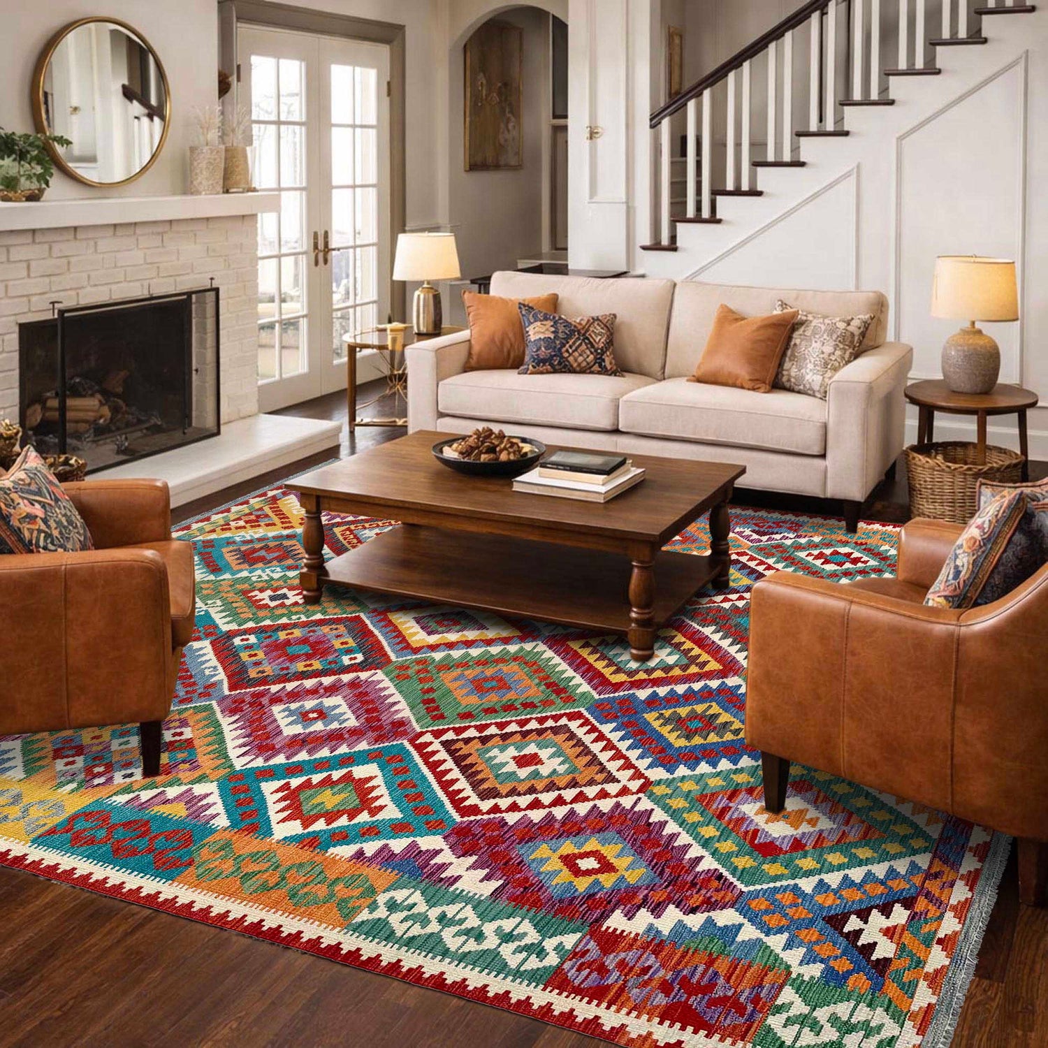 Handmade Multi Kilim Geometric 8x10 ft