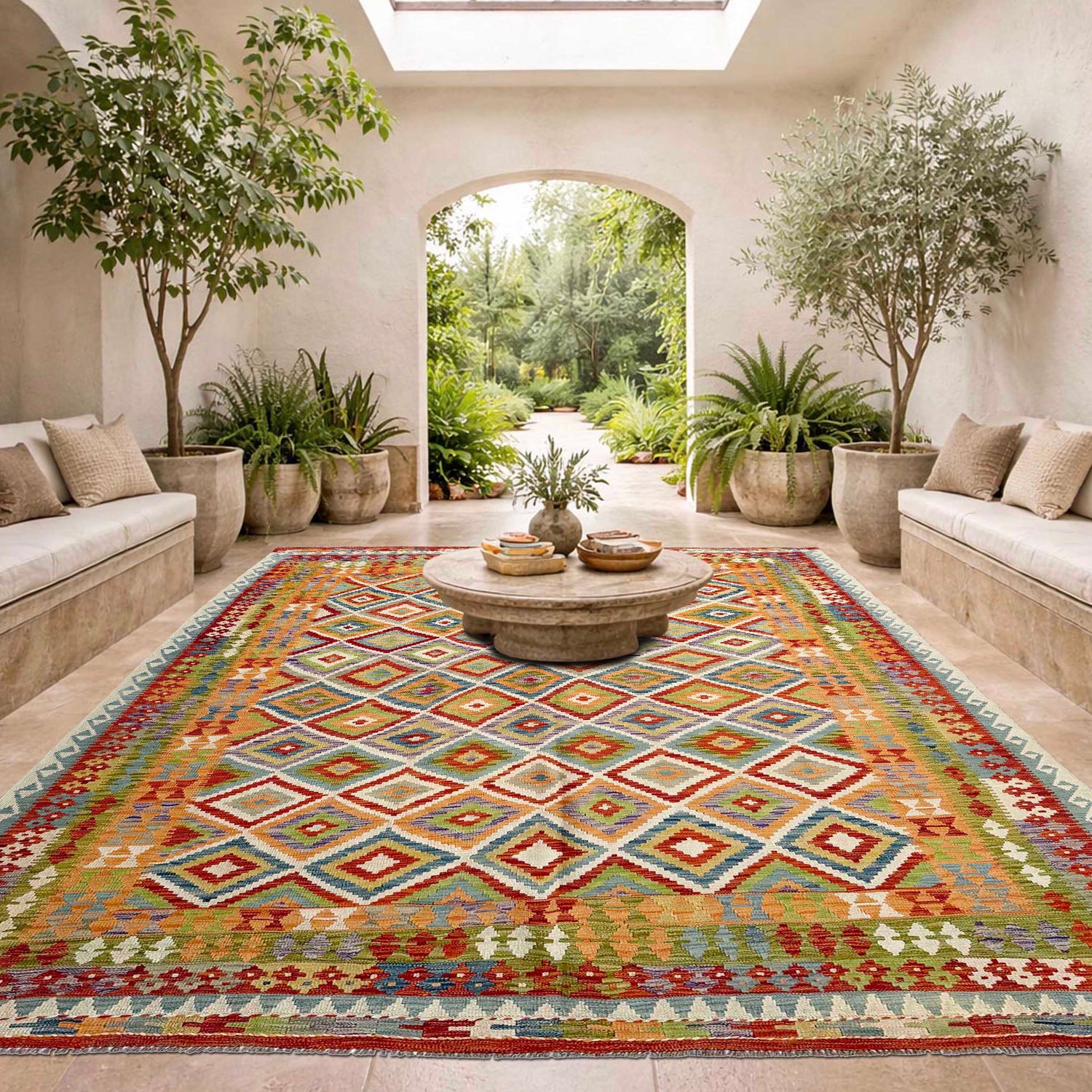 Handmade Multi Kilim Geometric 9x12 ft