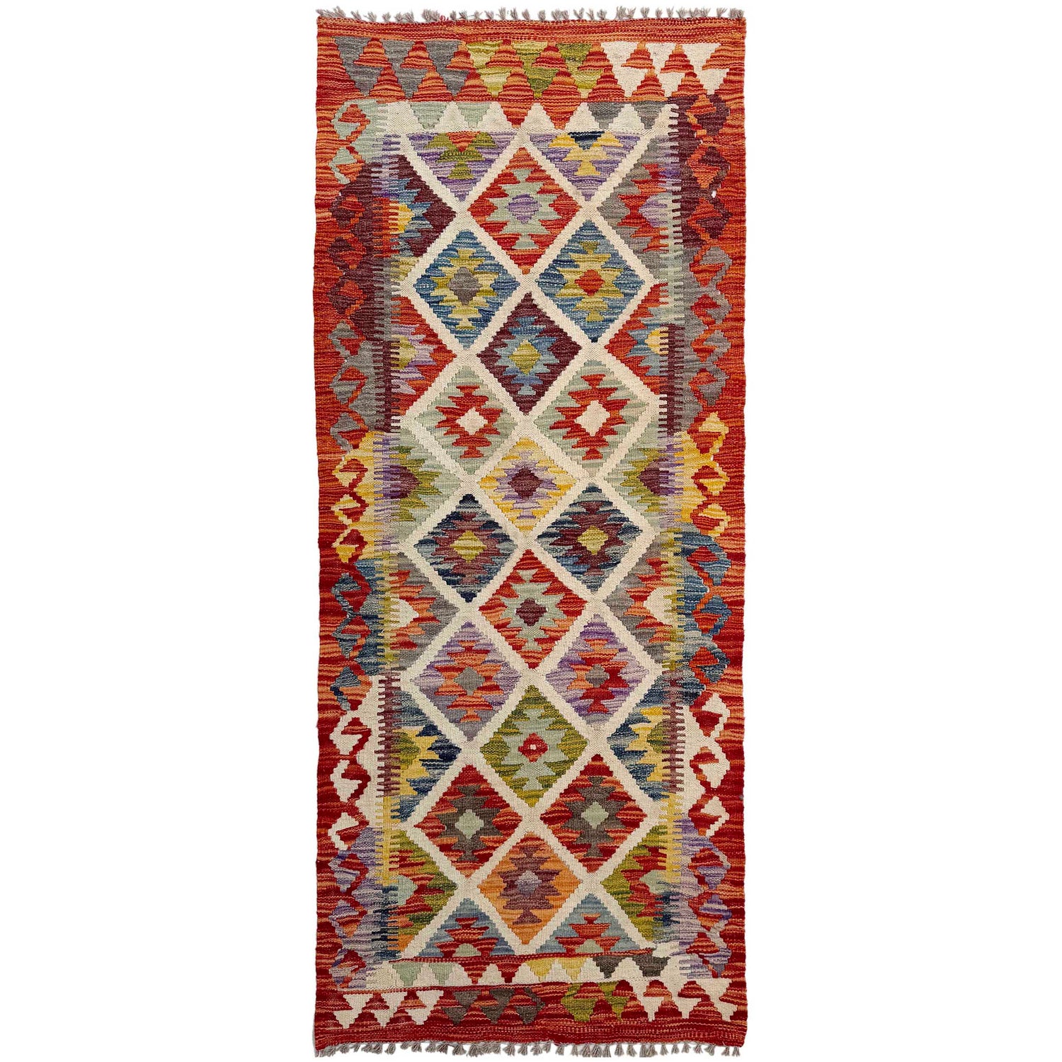 Handmade Multi Kilim Geometric 6' Runner