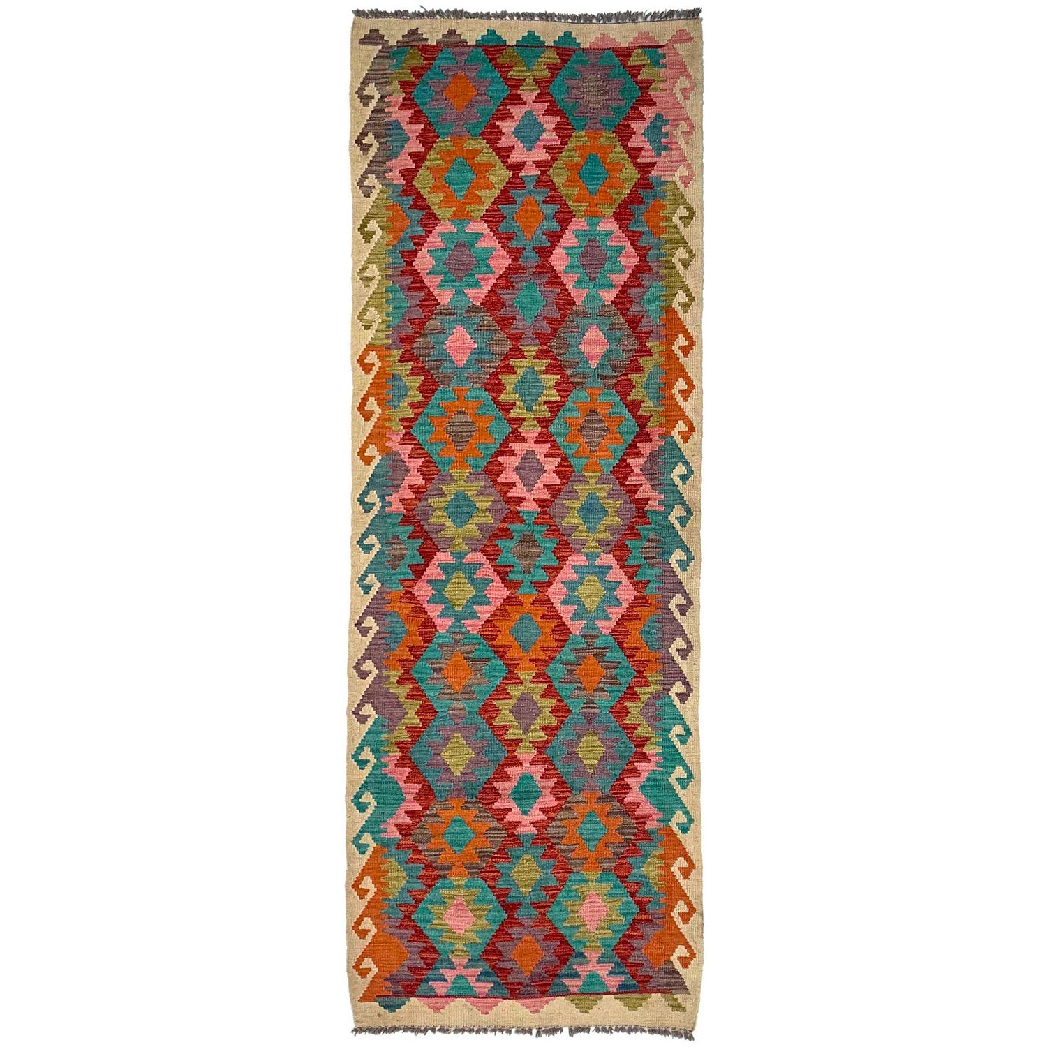 Handmade Multi Kilim Geometric 10' Runner