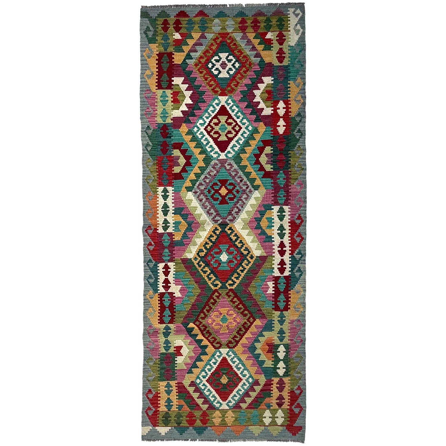 Handmade Multi Kilim Geometric 10' Runner