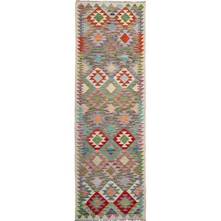 Handmade Multi Kilim Geometric 10' Runner