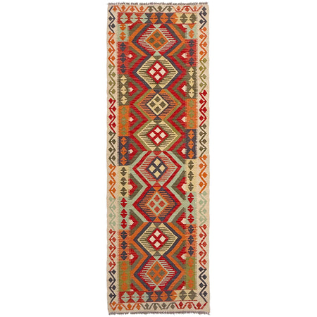 Handmade Multi Kilim Geometric 10' Runner