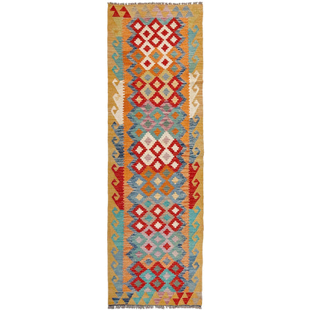 Handmade Multi Kilim Geometric 10' Runner